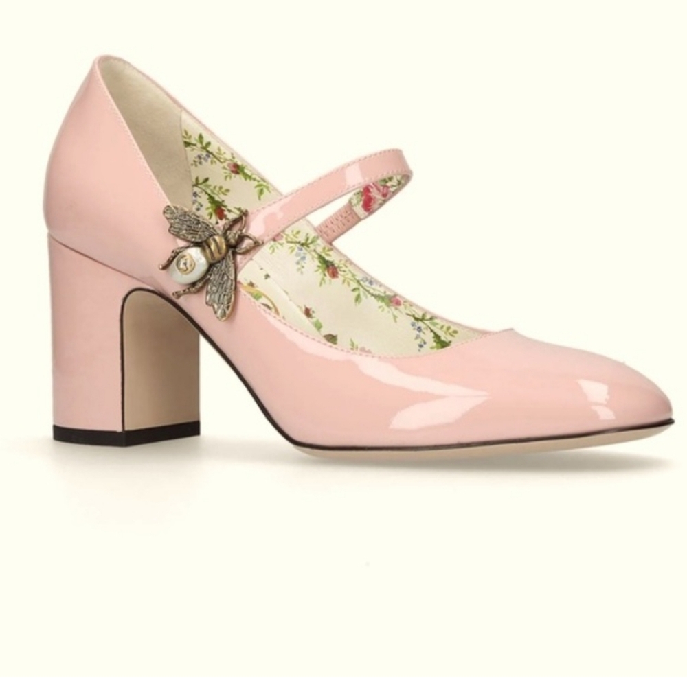 Gucci Pink Patent Bee Mary Jane Size 35
